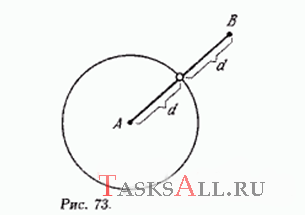 Поверхность проводящей сферы радиусом R равномерно заряжена до заряда Q. В сфере высверлили маленькое отверстие, диаметр которого существенно меньше радиуса сферы. Определите напряженность поля в отверстии и на расстоянии d от него (рис. 73).