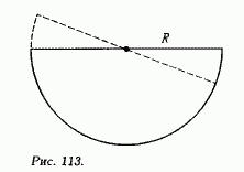 Тонкая проволока в виде полукольца радиусом R подвешена, как показано на рис. 113. Определите период колебаний.